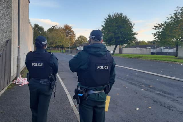 Lurgan PSNI attend security alert at Enniskeen, Craigavon on Monday November 1, 2021.