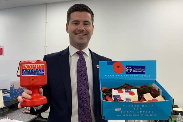 Upper Bann DUP MLA Jonathan Buckley who is supporting the Royal British Legion Poppy Appeal.