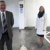 Mid and East Antrim Borough Council's Car Parks Manager, Andrew Oliver, with Alderman Audrey Wales MBE.