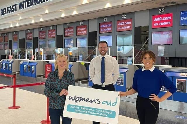 Arlene Creighton and Tahnee McCorry from Women’s Aid ABCLN join Aelia Duty Free Manager, Karl Taylor for a coffee morning at Belfast International Airport marking the launch of their charity of the year partnership.