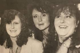 Heather Agnew, Jennifer McMahon, and Eileen Agnew at a cabaret night at the Lagan Valley recreation hall in 1993