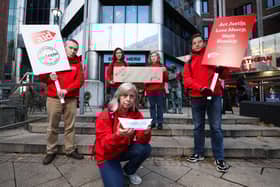 Lisburn minister Rev Cheryl Meban (front) with (back row, L-R) Stephen Trew from Lurgan, Helen Newell from Belfast, Dr Jeni McCaughey from Whitehead and Darren Vermaak from Dublin. Credit: Kelvin Boyes/Press Eye.