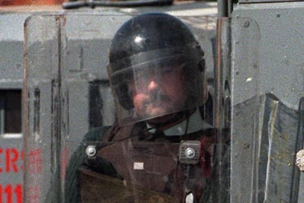 RUC officer at the scene of a terrorist atrocity in Belfast city centre in 1987. Photo: Pacemaker