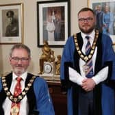 The Mayor of Mid and East Antrim, Councillor William McCaughey and Deputy Mayor, Councillor Matthew Armstrong, in their robes.