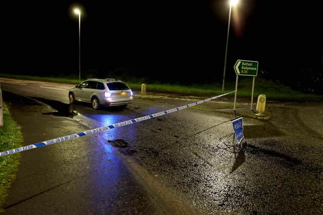 Police close the A26 Frocess Road at Ballymoney after a fatal road collision..Pic Steven McAuley/McAuley Multimedia