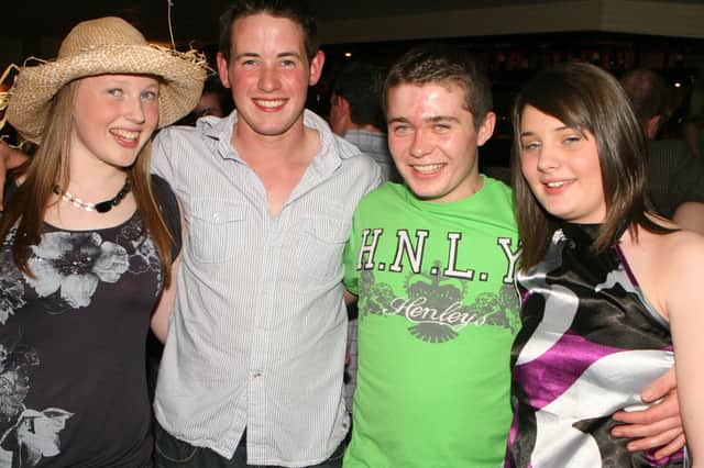 Danielle Black William Cochrane Samantha Mairs and Dave McNaugher pictured at Garvagh YFC Disco in the Imperial Hotel Garvagh.Pic Kevin McAuley