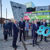 Infrastructure Minister Nichola Mallon has unveiled the first of 80 electric double decker buses due to be in passenger service in spring 2022.
