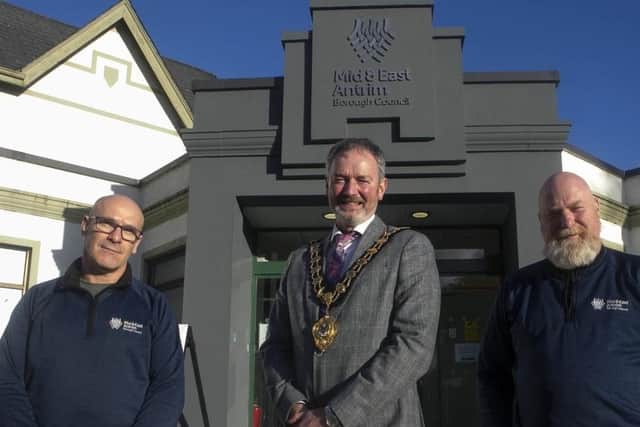 L-R Pictured with the Mayor are Nigel Devine and Gary Gordon.