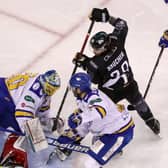 Belfast Giants’ Jordan Boucher on target in last weekend’s Challenge Cup game. Pic by PressEye