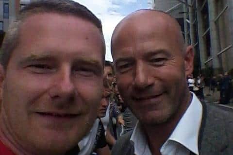 After completing the Great North Run, Portadown marathon man Philip Strain bumped into former England striker Alan Shearer.