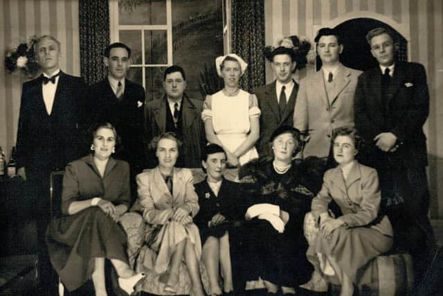 Anne Dickey, front row left, pictured as part of a Larne Drama Circle production.