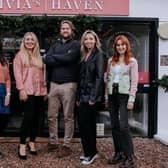 Pictured with Olivia Burns (centre), Founder of Olivia’s Haven and Managing Director, Aaron Mulholland, are team members Clíodhna Logan, Joanne Moore, Laura Smith and Catherine Lamont