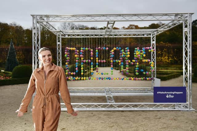 Nadine Coyle teams up with The National Lottery to unveil a striking installation in the Castle Gardens, Antrim to encourage the nation to think about how they might use some of the £30million raised for good causes each week in their own communities. Photo by Charles McQuillan/ Getty Images for The National Lottery