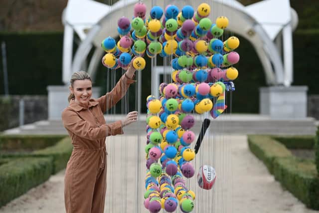 The installation is made up of over 636 National Lottery balls to represent the 636,000 projects that have been supported over the last 27 years. Photo by Charles McQuillan/ Getty Images for The National Lottery