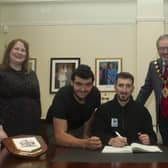 Mayor Cllr William  McCaughey along with Pedro from Malaga, Alexjandra from Tenerife, Habitat Manager, Isobel Blair and Catherine Hunter, (MEA).