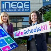 Education Minister Michelle McIlveen and school pupil and Secondary Students’ Union NI member, Clara McDevitt.