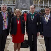 The Mayor of Causeway Coast & Glens Borough Council, Councillor Richard Holmes, pictured with Mrs Wendy Hyde, Deputy Governor of the Irish Society, the Secretary of the Irish Society, Edward Montgomery, and the Mayor of Derry City & Strabane District Council, Alderman Graham Warke, during a recent visit to London organised as part of Council’s ongoing NI 100 programme of events