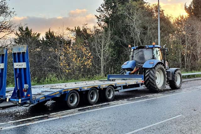 Police stopped the tractor on the M2 near Sandyknowes.