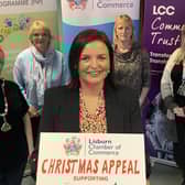Lisburn Chamber Ambassador, Denise Watson launches this year’s Christmas Appeal alongside President, Katrina Collins, Roberta Marshall and Eilish Robinson from Barnardos and Lynsey Agnew from the Lisburn Foodbank