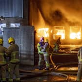 Firefighters tackle a major blaze at a factory complex on the Ballymena Road in Ballymoney, Co Antrim. Pic:Steven McAuley/McAuley Multimedia