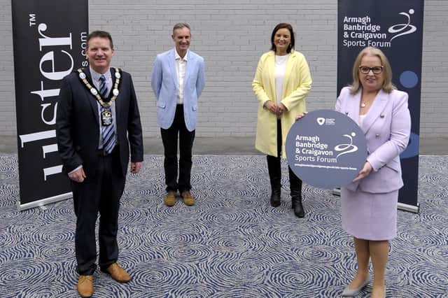 Pictured at the launch of the Armagh City, Banbridge and Craigavon Borough Council Senior Sports Awards are The Lord Mayor, Alderman Glenn Barr, Edith Jamison, Chair of the Armagh, Banbridge and Craigavon Sports Forum Nick Coburn and Denise Watson, U105 compere