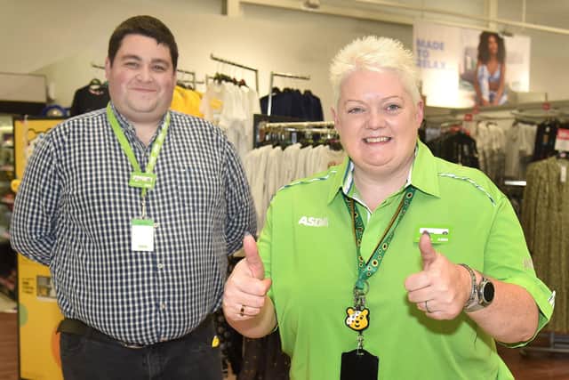 Andrew Alderdice, Operations Manager at Asda Portadown with Elaine Livingstone.
