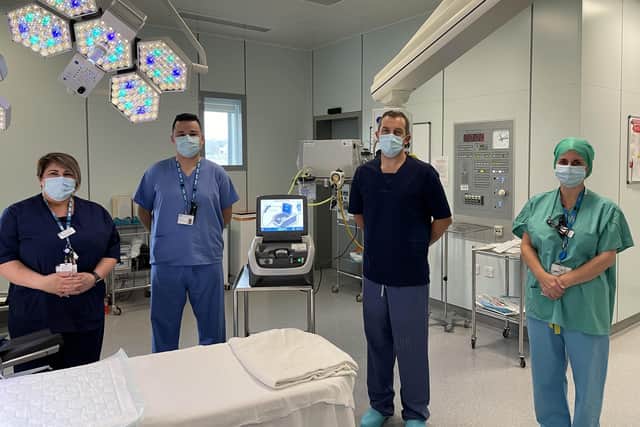 Jacqueline Engelen (Surgical Manager), Alex Boricean (Deputy Theatre Manager), Sam Gray (Consultant Urologist) & Ita Hamill (Deputy Sister)