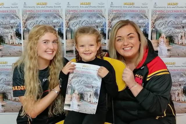 Sophie, Anna and Caitriona who are in the movie A Christmas Dream run by Moyraverty Arts and Drama Society in Craigavon.