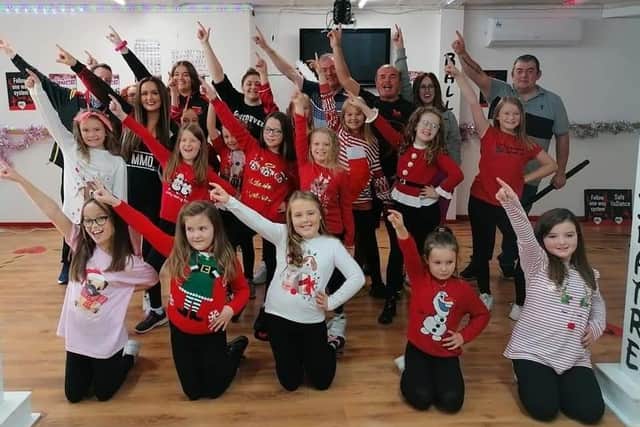 Some of the cast in A Christmas Dream - a new movie produced by Moyraverty Arts and Drama Society in Craigavon.