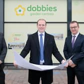 Pictured (L-R): Chris Flynn, Centre Director, The Junction; Gordon Lyons, Economy Minister and Craig Stewart, Senior Asset Manager, Lotus Property. The Economy Minister was at The Junction Retail & Leisure Park this week to visit the proposed site for a new 110,000 sq. ft Dobbies garden centre.