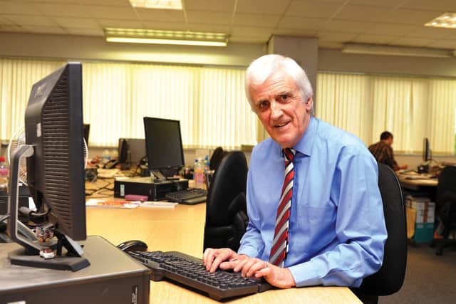 Billy  Kennedy at work in the News Letter office - Picture Gavan Caldwell