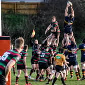 Dave O'Connor secures lineout possession for Bann. Picture: John Mullan