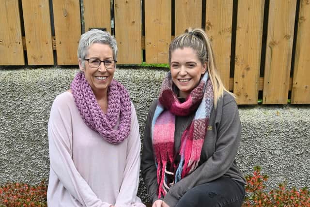 Aine Kearns, who lost her young daughter Anna to cancer in August 2020 is pictured with Cancer Fund for Children Cancer Support Specialist, Helen Patterson who helped Anna during some of her most difficult days on her cancer journey.