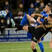 Coleraine’s Stephen O’Donnell battling to home joy last month over Larne. Pic by PressEye Ltd.