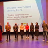 Left to right: David Burns (CEO of Lisburn & Castlereagh City Council, Mabel Scullion (Early Intervention Lisburn Manager), Counsellor Uel Mackin, Adrian Bird (Director of Resurgam Trust), Ruth Sedgewick (Head of RCSLT NI Office), Courtney Adair, Sarah Ratcliffe (Help Kids Talk Co-ordinator), Professor Nicola Doherty, Lee Creighton and Yvette Wilkinson (Lagan Valley Vineyard Church)