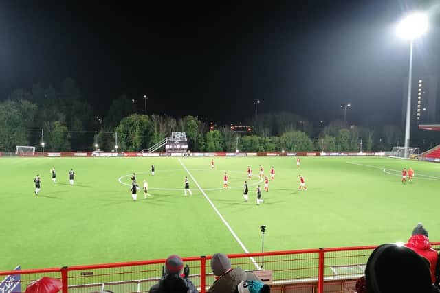 Larne and Ballyclare met under the floodlights on December 7.