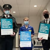 Inspector Phil Robinson, Nursing Sister Tamar Boyle from Mater ED and Paul Cavanagh (Director of Commissioning, Health and Social Care Board)