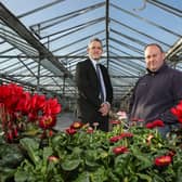 Ulster Bank business development manager Paul Reid (left) pictured with Wilderness Flower & Garden Centre owner Kyle Archer.