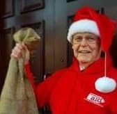 Antrim grandfather Alex Chestnutt holds up his Christmas sandbag stocking to raise awareness of the hunger crisis in flood-hit South Sudan where around 2.4 million people are at risk of falling into famine