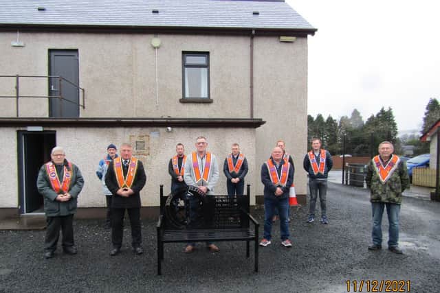 Representatives of the private lodges who attended the ceremony in Ahoghill