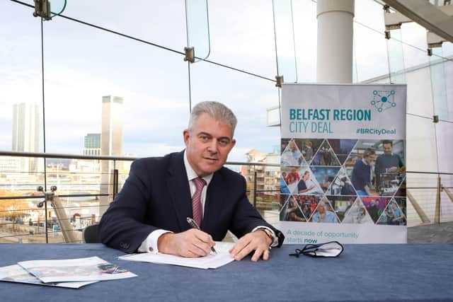 Secretary of State Brandon Lewis at the ICC Belfast.
Picture Matt Mackey / Press Eye