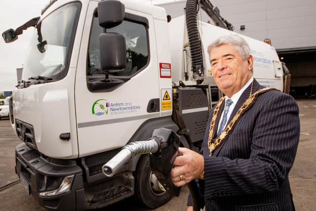 The Mayor of Antrim and Newtownabbey, Cllr Billy Webb, highlighting an earlier green initiative.