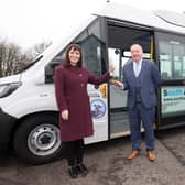 Minister Mallon pictured with Tom McCarthy, Manager of South Antrim Community Transport.