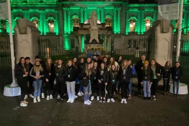 Club members at Belfast city hall for a ghost tour