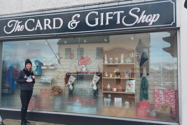 Karen Atkinson from the Card and Gift Shop, winners of the Best Dressed Christmas Window in Garvagh