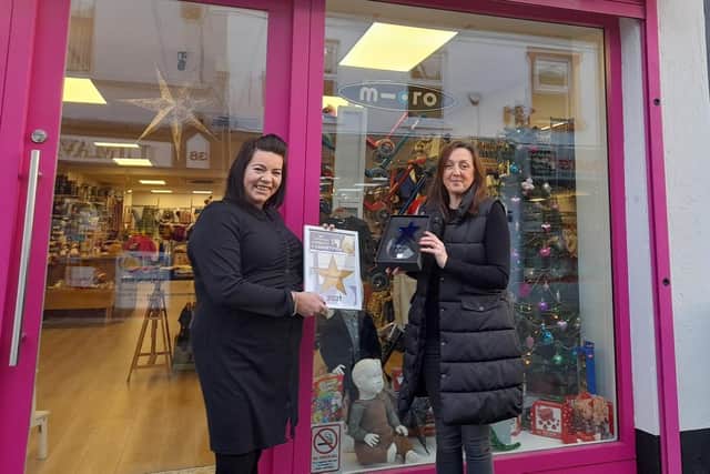 Kiera McLaughlin & Lisa Gilmore from Wigwam, winners of the Best Dressed Christmas Window in Limavady