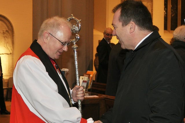 Archbishop Richard Clarke is congratulated by PSNI Chief Constable, Matt Baggott, at the Enthronement of Dr Clarke as Archbishop of Armagh.
St Patrick's Cathedral,
Armagh,
N.Ireland
15 December 2012
CREDIT: LiamMcArdle.com