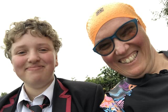 Hendrikje Eliasberg (18) and his mother Thirza Mulder who is part of the Lough Neagh Monster Dunkers and is carrying out a marathon 93 Open Water dunks in aid of the Cancer Fund for Children.
