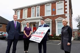 L-R Adrian Doran, Barclays Northern Ireland; Judith Bracken, Complementary Therapist at Action Cancer; Gareth Kirk, Chief Executive of Action Cancer and Ruth Fleming, Service Development Manager at Action Cancer