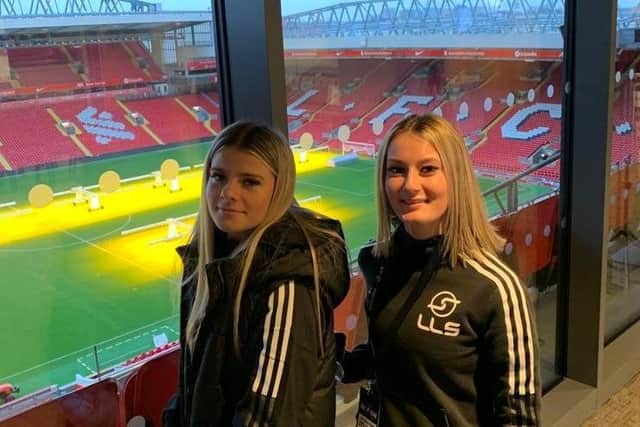 Ellie and Charlotte at Anfield.
